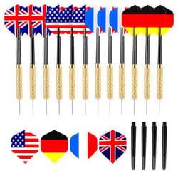 Accmor 12pcs Steel Tip Darts Set, 18 Grams Professional Metal Darts, Metal Tip Darts with 4 Extra Nylon Shafts, 4 Extra Flights in Four Different Patterns