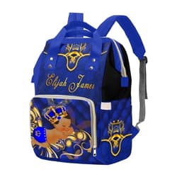 M YESCUSTOM Custom Blue Diaper Bag Boys Baby Backpack Personalized Mommy Nursing Bag with Name Customized Casual Backpack for Travel Birthday Gift