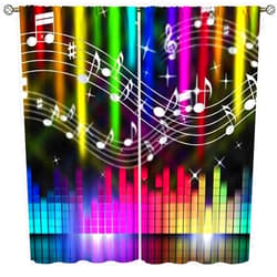 DDCBNS Music Window Curtain,Sound Ar Music Equalizer Note Colorful Pattern Blackout Curtains for Bedroom Living Room Music Room Window Drapes 2 Panel Set,Total Size 42