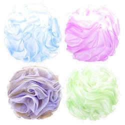 Tbestmax 4 Pack Bath Sponge Pouf Shower Loofah Body Scrubber Exfoliator, 60g/Piece - 4 Colors