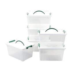 Saedy 14 Quart Plastic Storage Bin with Lid, Clear Latching Box, 6 Packs