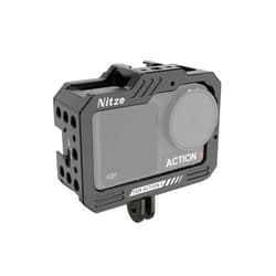 Nitze Cage for DJI Osmo Action 4 / Osmo Action 3 with Built-in Magnetic Quick Release Adapter and Built-in Cold Shoes - T-D01A