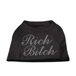 KLS Pets-Pets Love Bling Too! RICH BITCH Cute Dog Apparel, Funny Animal Graphic T-shirt, Novelty dog shirt, Pet Fashion, Fancy dog for small, medium breeds. (Large, Black)