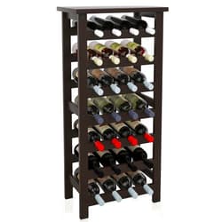 SMIBUY Bamboo Wine Rack, 28 Bottles Display Holder with Table Top, 7-Tier Free Standing Storage Shelves for Kitchen, Pantry, Cellar, Bar (Dark Brown)