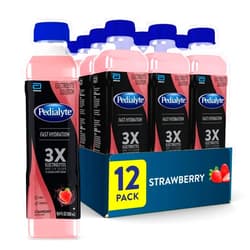 Pedialyte Electrolyte Solution, Strawberry, Hydration Drink, 12 bottles, half liter each