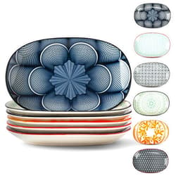 TOK Serving Platters and Trays - Set of 6 PCS Porcelain Serving Trays - Serving Tray for Serving Appetizers, Ceramic Serving Dishes for Entertaining, Microwave and Dishwasher Safe