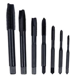 Yakamoz 7Pcs Nitriding Coated Spiral Point Thread Taps - M3 to M12 Metric Screw Drill Tap Bits - Ideal for Aluminum, Stainless Steel & More