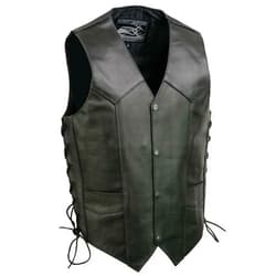 EVENT LEATHER EL5315 Black Motorcycle Leather Vest for Men w/Side Lace- Riding Club Adult Motorcycle Vests