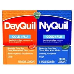 Vicks DayQuil & NyQuil LiquiCaps, Cough, Cold & Flu Relief, Sore Throat, Fever, & Congestion Relief, Day & Night Relief, 24 LiquiCaps (16 DayQuil, 8 NyQuil)