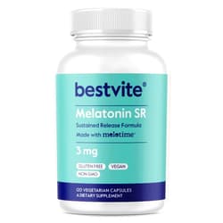 BESTVITE Melatonin SR 3mg (120 Vegetarian Capsules) - Vegan - Non GMO - Gluten Free - Extended Release Melatonin