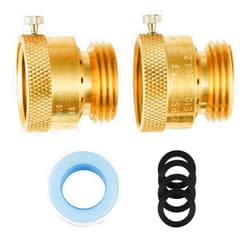 SUNGATOR 2-Pack Vacuum Breaker Set, 3/4 Inch GHT Garden Hose Thread Anti-Siphon Hose Bib Valve for Garden Spigot, RV, Solid Brass Anti-Backflow Valve with Tape