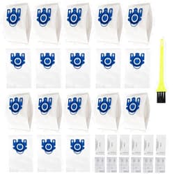 Tivcroxs 18 Packs 3D Airclean GN Vacuum Bags Replacement for Miele Classic C1, Complete C1, Complete C2,Complete C3 S227 S240 S270 S400 S2 S5 S8 Series with 6 Motor Protection Filters, 6 AirClean Filters