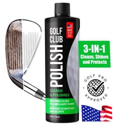 Berkland Golf Club Polish - Made In The USA Instant Golf Club Cleaner and Golf Club Scratch Remover - Cream Golf Club Polishing Kit / Golf Club Cleaning Kit - 8 oz of Metal Polish Compound - Golf Accessories