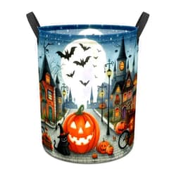 Mchuang Halloween Pumpkin Cat Laundry Hamper,laundry Basket,Waterproof Storage Bin for Bedroom,Clothes Organizer Basket,Toys and Blankets in Bathroom