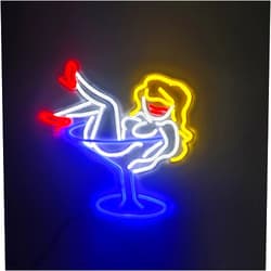 Gebaozhen Lady LED Lights Cocktail Led Strip Light Acrylic Board Plug Port 12V Led Lights for Bedroom Birthday Party Bar Neon Signs for Wall Decor Artistic Gift(14.5in*14.5in)