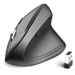iClever Ergonomic Mouse, WM101 Wireless Vertical Mouse 6 Buttons with Adjustable DPI 1000/1600/2000/2400 Comfortable 2.4G Optical Ergo Mouse for Laptop, Computer, Desktop, Windows, Mac OS, Gray Black