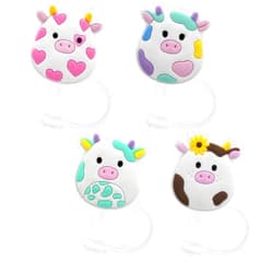 Zoranala Straw Cover Cap for Stanley Cup 30 Oz 40 Oz Tumblers - 10mm Cute Cow Straw Tips Covers,Silicone Straw Toppers, Funny Animals Straw Covers Cap Plugs,Anti-dust Straw Tip Drinking Straw Tips Lids