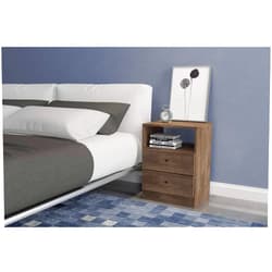Midtown Concept 2 Drawer Bedroom Bedside Distressed Brown Table Nightstand,
