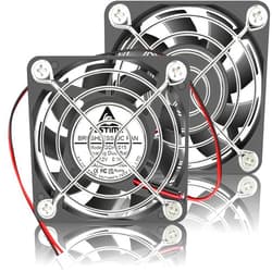 GDSTIME 2-Pack Slim 60mm x 15mm Fan 12V High Speed, Dual Ball Bearing 6015 Brushless DC Cooling Fan 2Pin for Inverter NVR 3D Printer Power Supply