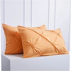Raytrue-X Standard Size Pillow Cases Set of 2, Yellow Pinch Pleated Pillow Shams, Decorative Pillow Covers Protectors for Sofa Bedroom 20x26 inches