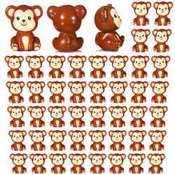 Silipull 50 Pcs Mini Monkey Figurines Resin Monkey Figures Bulk Tiny Animals Monkey Party Favors for Summer Cake Topper Goodie Bag Fillers Supplies Stuffers