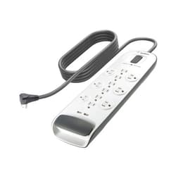 Belkin USB Power Strip Surge Protector - 12 AC Multiple Outlets & 2 USB Ports - 6 ft Long Flat Plug Extension Cord for Home, Office, Travel, Computer Desktop & Charging Brick - White (3,996 Joules)