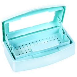 Aifeiter Plastic Sterilizing Tray-Barbicide Sterilization Tray,Clean Sterilizer Box Storage Organizer for Nail,Tweezers,Hair Salon,Spa & Cutter Manicure Equipment-Clear Lid blue