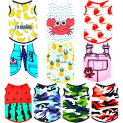 Weewooday 10 Pieces Dog Shirts Pet Daily Clothes Puppy Sweatshirt Dog Pullover Pet Summer Shirts Breathable T-Shirt for Pet Dog Puppy Camouflage, Pineapple, Strawberry Small (10 Count)