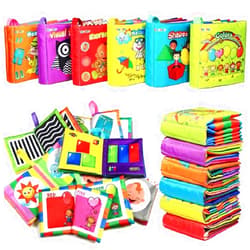 teytoy My First Soft Book, 6 PCS Nontoxic Fabric Baby Cloth Books Early Education Toys Activity Crinkle Cloth Book for Toddler, Infants and Kids Perfect for Baby Shower (New Version)