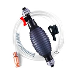 Swicars Hand Fuel Pump New Model, Siphon Hose Transfer Pump with Brass Valve, 5ft Pipe, Clips and Springs, for Gasoline, Lawn Mower, Snow Blower, Yard