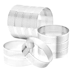 Aringfes 10 Pcs 3.14 Inch 304 Stainless Steel Tart Ring, Heat-Resistant Perforated Cake Mousse Ring, Round Ring Baking Small Fruit Tarte Crust Tools (8cm)