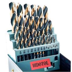 HIDOTOL Drill Bit Set 29Pcs, 135 Degree Tip High Speed Steel with Black and Gold Finish, Stainless Steel, Plastic and Wood with Metal Indexed Storage Case 1/16