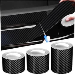 Tallew 3 Rolls 67 Ft Car Edge Door Guards Door Sill Protector 5D Carbon Fiber Vinyl Wrap Automotive Vehicle Door Sill Protector Anti Collision Film Fits (Black, 2 in x 17 Ft, 1.2 in x 17 Ft, 2.7 in x 33 Ft)