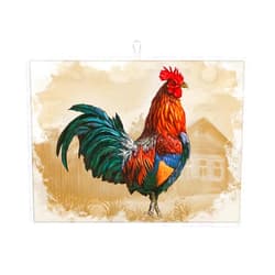 Indokyeyqaz Retro Rooster Dish Drying Mat for Kitchen Counter Absorbent Microfiber Drying Mat Reusable Washable 18x24 Inch Large Dish Mats For Drying Dishes
