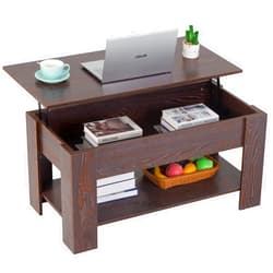 FDW Lift Top Coffee Table with Hidden Compartment and Storage Shelf Wooden Lift Tabletop for Home Living Room Reception Room Office (Espresso)