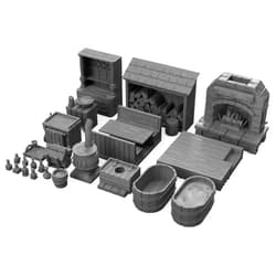 3DEGOS Inn and Tavern Ver.A Furniture Set DND Terrain 28mm for Dungeons and Dragons, D&D, Pathfinder, Warhammer 40k, RPG, Miniatures, Age of Sigmar, Tabletop, D and D, Dungeons and Dragons Gifts