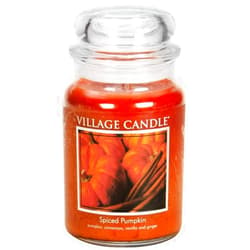 Village Candle Spiced Pumpkin Large Apothecary Jar, Scented Candle, 21.25 oz.