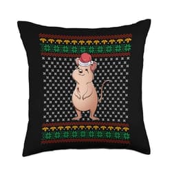 Ugly Christmas Animals Merry Xmas Gift Idea Ugly Christmas Merry Xmas Cute Animal Australia Quokka Throw Pillow, 18x18, Multicolor