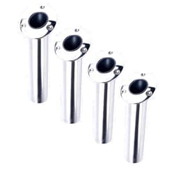 Amarine Made 4-Pack Heavy 316 Duty Stainless Steel Rod Holders with Drain, Flush Mount Fishing Rod Pole Holders, 30 Degree, 15degree, 90 Degree (15 Degree)
