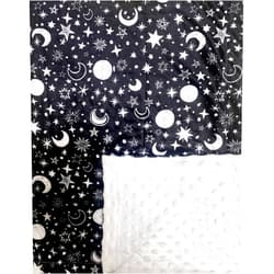 Citihomy Baby Blanket for Girls Boys Black Moon Star Minky Super Soft Double Layer Receiving Blanket with Dotted Backing for Newborns Nursery Stroller Receiving Toddlers Crib Bedding Blankets 30x40 Inch