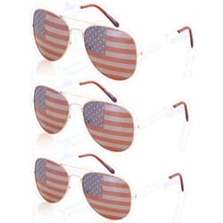 SHADERZ USA America Aviator Sunglasses - Great Accessory for US 4th of July - Bulk Set of 3