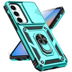 PUSHIMEI for Samsung Galaxy A35 5G Case with Slide Camera Cover HD Screen Protector [Military Grade 16ft. Drop Tested] Magnetic Ring Holder Kickstand Protective Phone Case for Galaxy A35 5G 2024, Mint