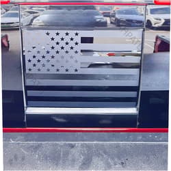 AHPATLJ Rear Middle Window American Flag Decal for 2019-2023 Chevy Silverado GMC Sierra Chevrolet Colorado Black USA Flag Vinyl Stickers Fits Back Centre Sliding Window Glass(Matte Black)
