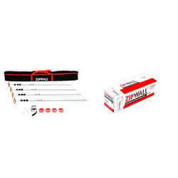 ZIPWALL SLP4 12 Foot Spring Loaded Dust Barrier Poles (4 Pack) and ZipWall PY50 Dust Barrier Plastic Sheeting, White 10ft x 50ft, 3 mil