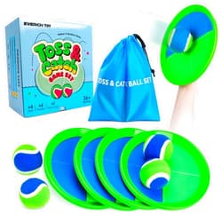 EVERICH TOY EVERICH Upgraded Toss and Catch Ball Game Set - Indoor and Outdoor Games for Kids 3-12, Beach Sand Pool Water Toy Includes 4 Paddles 4 Sticky Balls, Great Birthday Easter Gifts for Boys Girls
