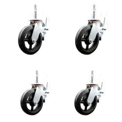 Service Caster Bil-Jax 0026-762 Scaffold Swivel Caster Replacement Set of 4 – 8 Inch Black Rubber on Cast Iron Wheels - 600 lbs. Capacity Per Caster - Service Caster Brand