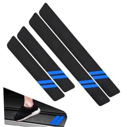YAWUROU 4 PCS Car Door Sill Protectors, Carbon Fiber Sport Style Car Door Sill Protector Sticker, Anti-Scratch Automotive Door Edge Protector Sticker, Universal for Most Cars (Blue)