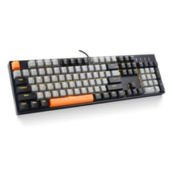 E-YOOSO Z-14 Wired Mechanical Gaming Keyboard 104 Key, Red Switch Hot Swappable Full-Size Office Work Computer Keyboards, Solid Yellow Backlit Mechanical Keyboard for PC Mac, Black