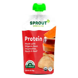 Sprout Organic Baby Food Pouches Stage 3, Root Vegetables Apple w/ Beef, 4 Pouches (Pack of 6)
