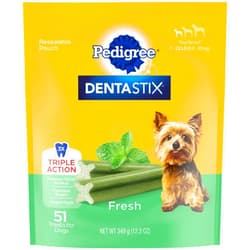 Pedigree Dentastix Small and Toy Breed Dog Treats, Fresh Flavor, 12.31 oz. Bag (51 Treats)